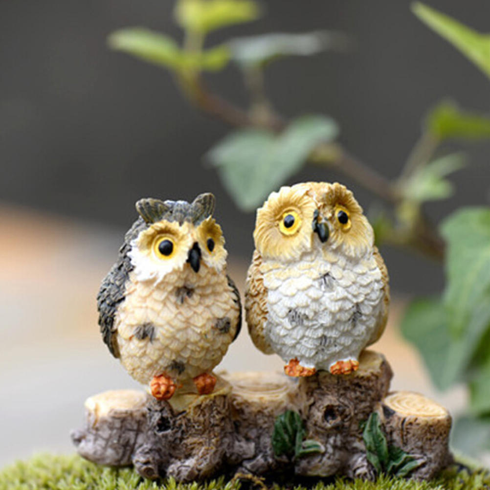 4pcs Barefoot Owl Moss Micro Landscape, Creative Green Plant Decoration Ornaments, Fresh Gifts For Friends