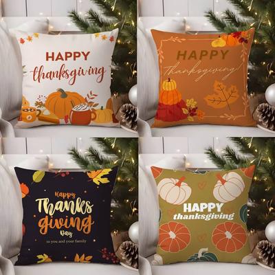 Thanksgiving Pumpkin Maple Leaf Pillow Case Sofa Living Room Bedroom Double-sided Printing Square Cushion Nap Time Cushion Cover