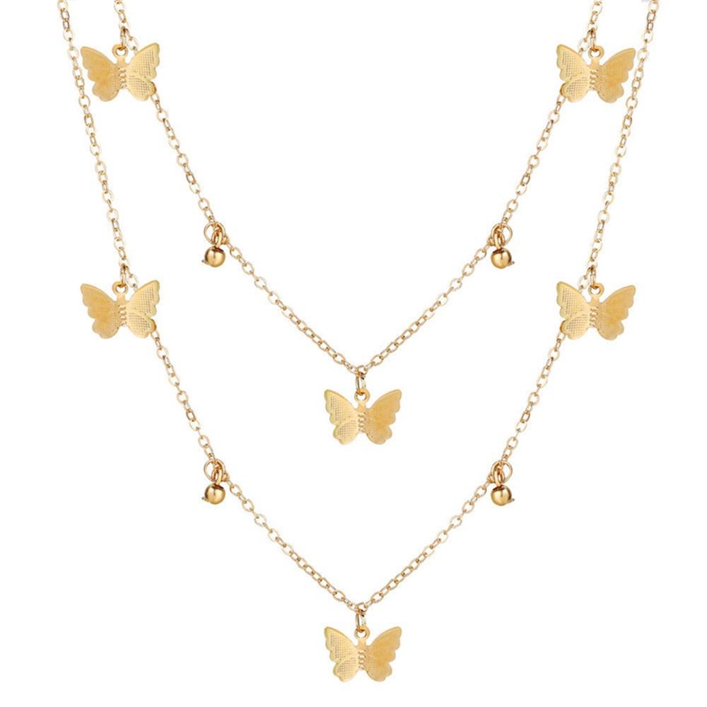 Fashion Butterfly Necklace For Women Trendy Double Layer Design Style Ladies Necklace Pendant Hot Selling Jewelry Gifts Girls