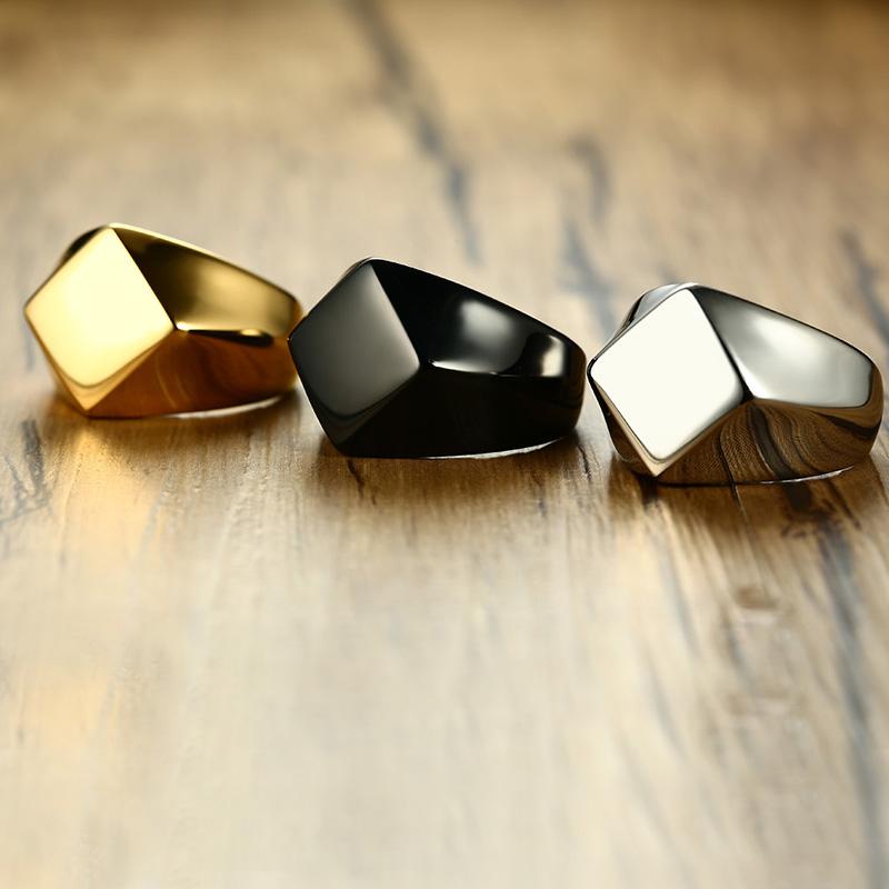 Geometric Arrow Square Men Ring,Punk Stainless Steel Signet Ring Stamp Ring Thumb Ring,Minimalist Jewelry Gifts