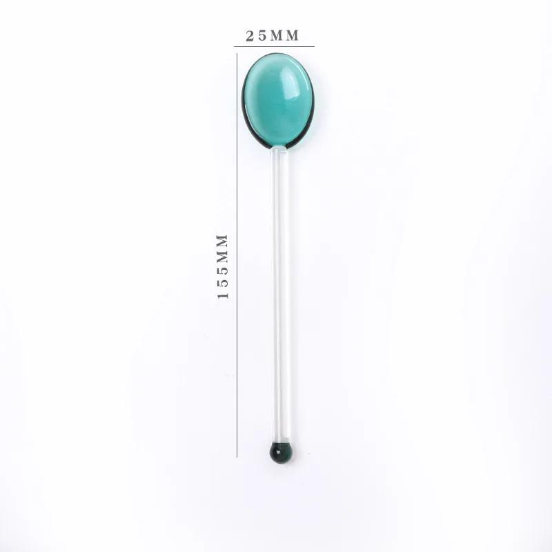 1pc Glass Dinnerware Spoon Tea Dessert Coffee Ice Cream Accessories Bar Tools New Long Handle Kitchen Accessories
