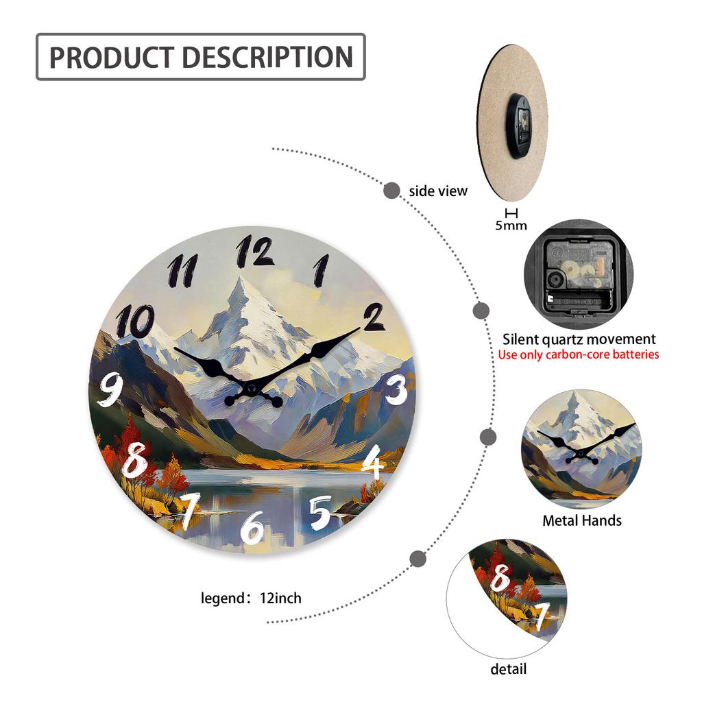 Landscape-Themed High-Standard-Quality Wooden High-Quality Wall High-Quality Clock 10-16Inch High-Quality Silent High-Quality Wall High-Quality