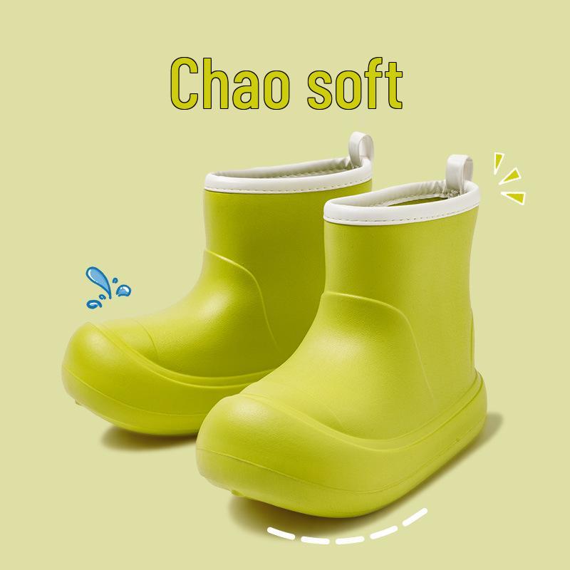 Korean-Style Chunky Heel High-Top Rain Boots for Women - Spliced Candy Color, Thick-Soled Rubber Shoes for All Seasons