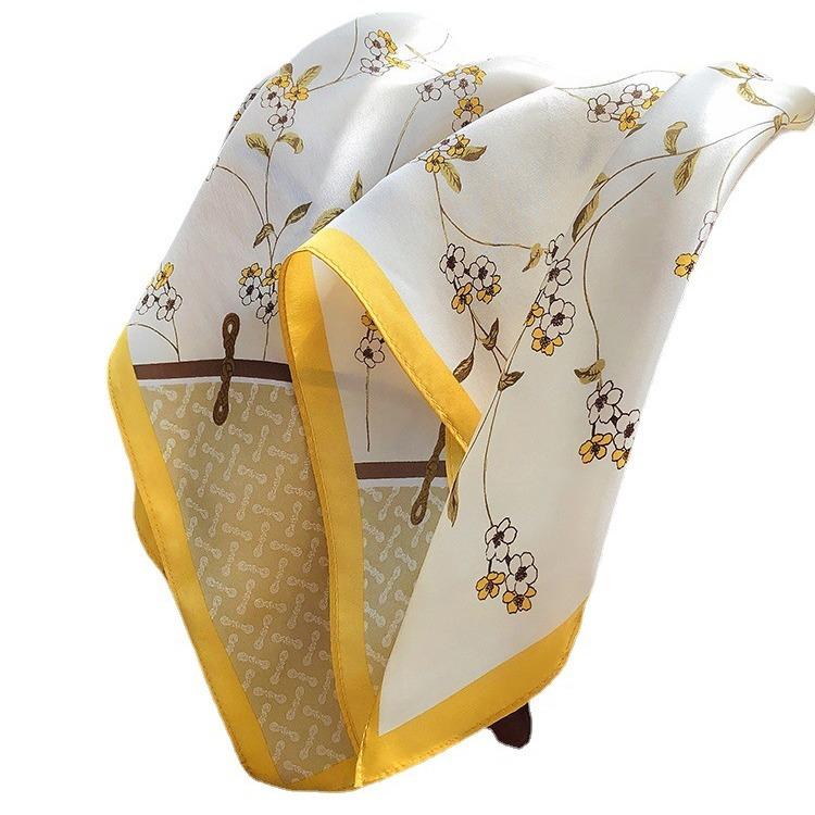 Hangzhou Silk Scarf Silk Mulberry Silk Small Square Scarf Women Versatile Korean Version Gentle Nostalgic Multi-Functional Professional Scarf