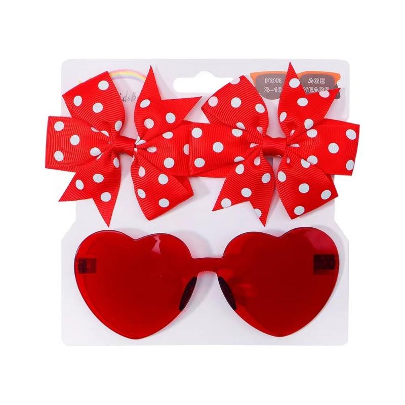 1Set Headwear Glasses Solid Soft Bowknot Head Bands Lace Barrette Retro headbands Sunglasses Band Sets