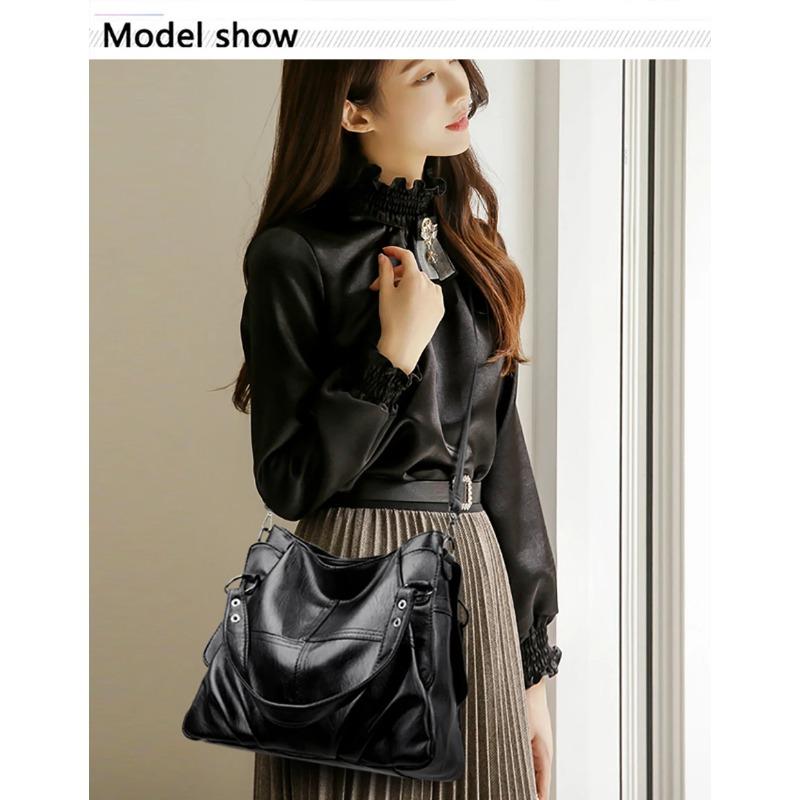 Soft Leather Luxury Handbags Women New Casual Tote Bag Designer Ladies Large Shoulder Crossbody Handbag Sac for Female Patchwork