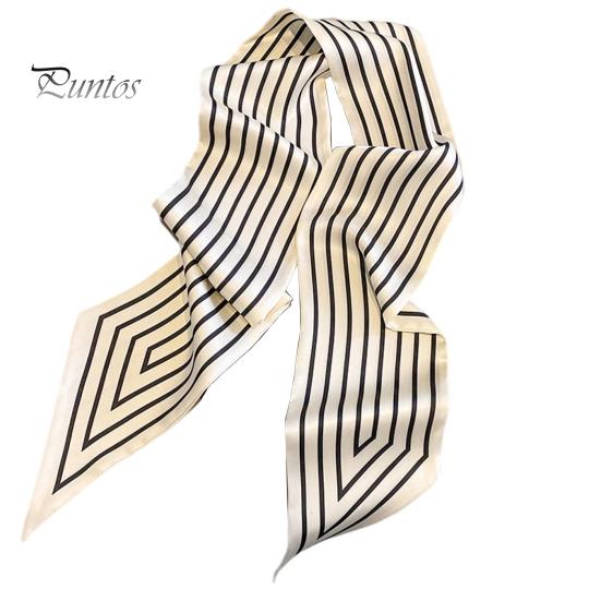 Lady Hair Band Women Neck Scarf Striped Contrast Color Satin Triangle Edge Wide Decoration OL Style Commute Clothes Accessory