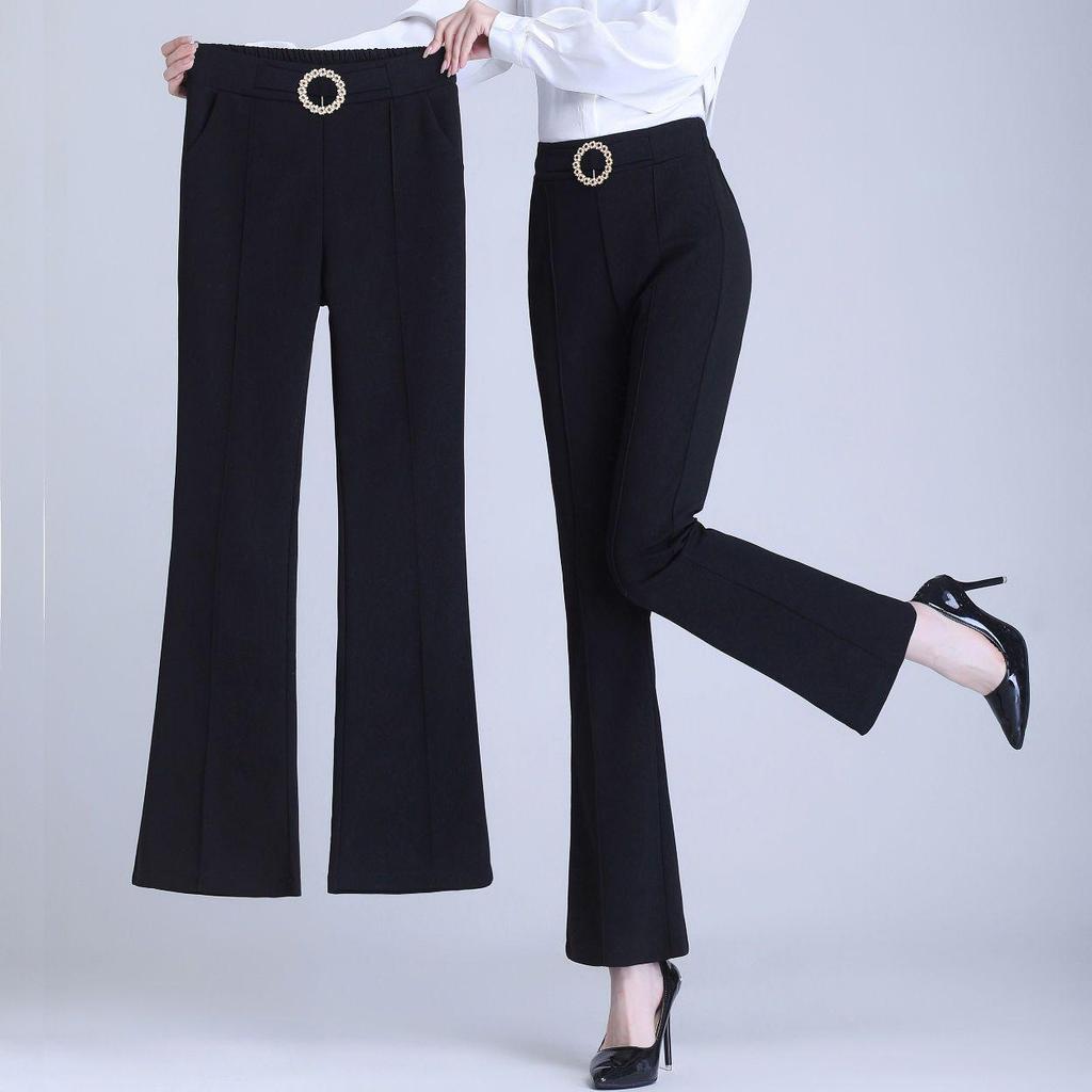 Women's Spring High-Waisted Flared Suit Pants - Slimming, Versatile, and Comfortable Wide-Leg Design