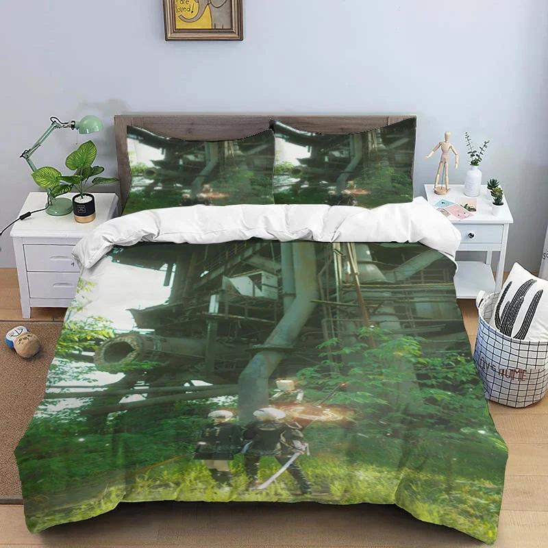 Comic Nier Art Print Three Piece Bedding Set Fashion Article Children or Adults for Beds Quilt Covers Pillowcases Bedding Set