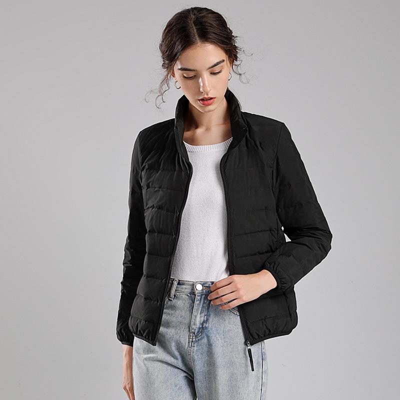 Down jacket women's light and seamless glue pressing autumn and winter new stand-up collar short cold-proof slim-fitting white duck down jacket