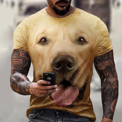 Schattige Hondengezicht Grafische T-shirts Zomer Mode Korte Mouw Grappige 3D Dieren Geprinte T-shirts Heren Casual Losse Harajuku T-shirts