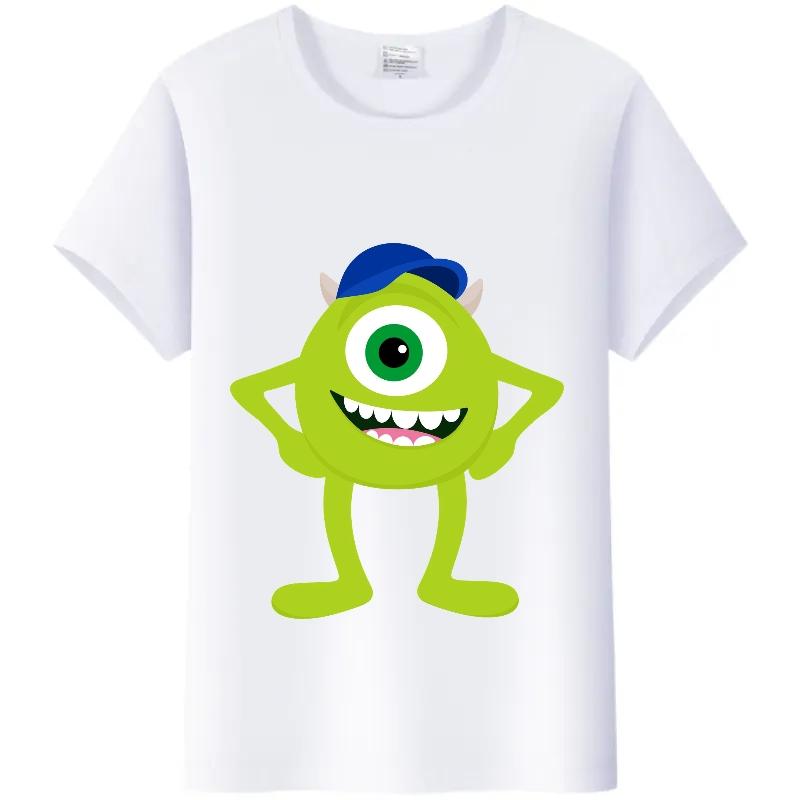 Kawaii Disney Monsters, Inc. Women T-Shirt White Female TShirt Short Sleeve Tops James -P- Sullivan Funny Mr.Q Graphic Men Tees L