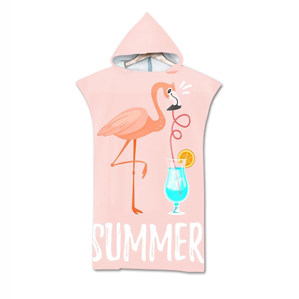 Toalla de Playa de Moda de Verano Microfibra Secado Rápido Capa Grande con Capucha Poncho de Animales de Dibujos Animados para Adultos Bata de Baño para Nadar Surf Toalla de Baño
