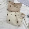 Portable Cartoon Bear Makeup Bag Corduroy Large Capacity Cosmetic Bag Pen Bags For Women Lady Girl