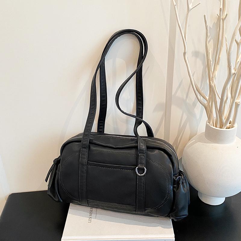 

Fashion Retro Solid PU Zipper Square Youth Shoulder Bags 2026 High Quality Simple Sense of Luxury Super Cool Handbag for Women чёрный