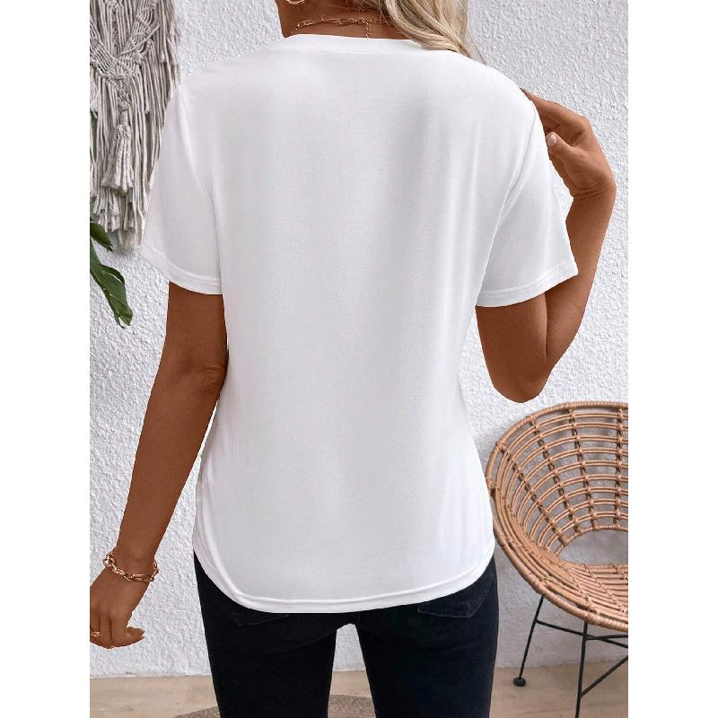 2026 Summer New Women's Solid Color Round Neck Short Sleeve Loose Casual T-Shirt
