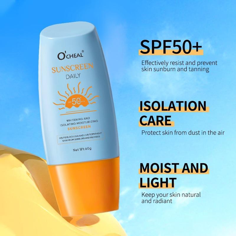 O'CHEAL Sunscreen Cream SPF50+ Moisturizing Oil-Free Thai Yellow Cap Face Lotion for Men Women
