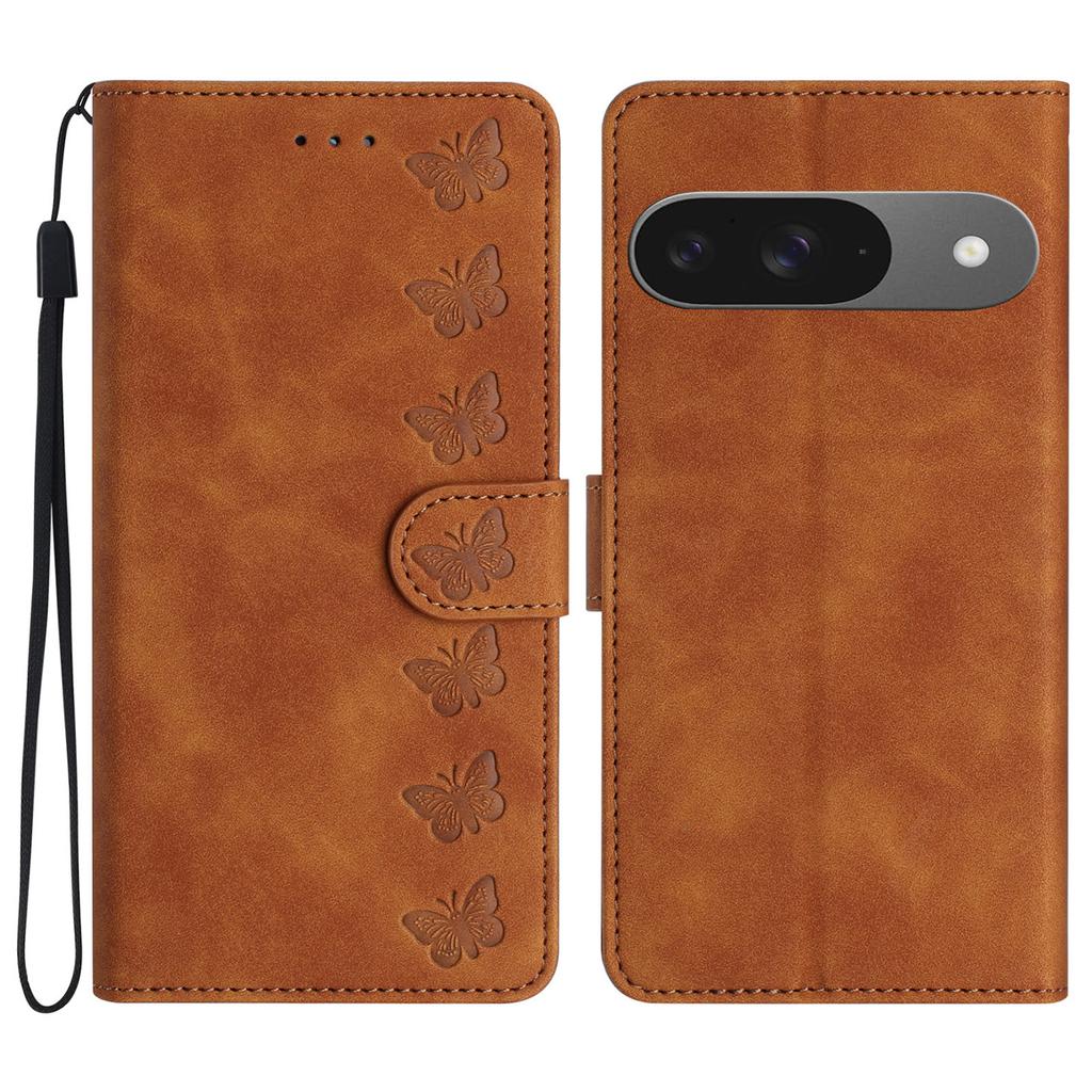 For Google Pixel 9/Pixel 9 Pro Case Imprinted Butterfly Leather Wallet Phone Cover