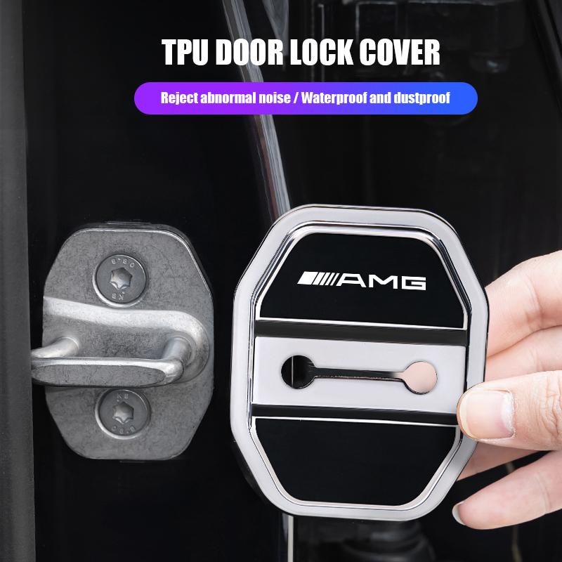 4pcs Silicone Car Door Lock Buckle Protector Cover For Mercedes Benz AMG A B C E G CLA W211 W203 W204 C260 E300L A200L GLC300 CL
