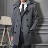 2024 Autumn/Winter Men's Slim Double-Breasted Wool Trench Coat - Trendy Korean Style