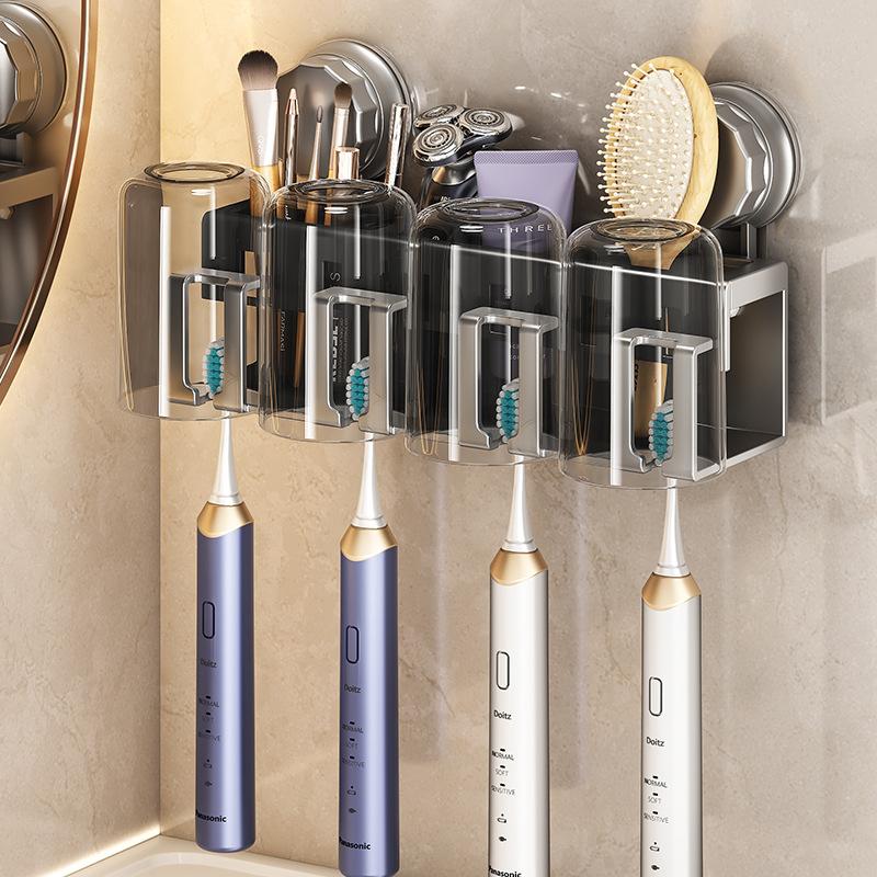 Suction Cup, Toothbrush Holder, Bathroom, Mouthwash Cup, Shelf, No Punching, Brushing Cup, Wall-mounted Teeth, Toothpaste, Electric Teeth