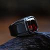 Beier New Stainless Steel Electroplated Gemstone Men's Retro Titanium Ring