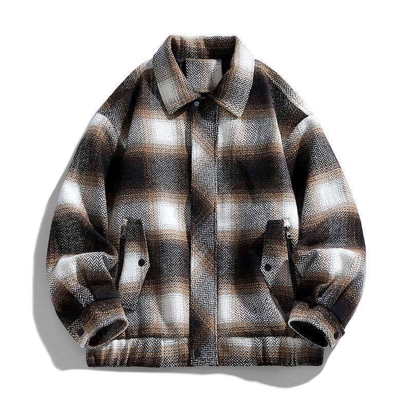 Velvet Warm Retro Plaid Casual Men's Zipper Jacket - 2025 Winter Collection