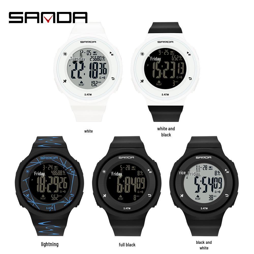 Sanda Multifunctional Waterproof Sports Watch with Pedometer and Calorie Tracker