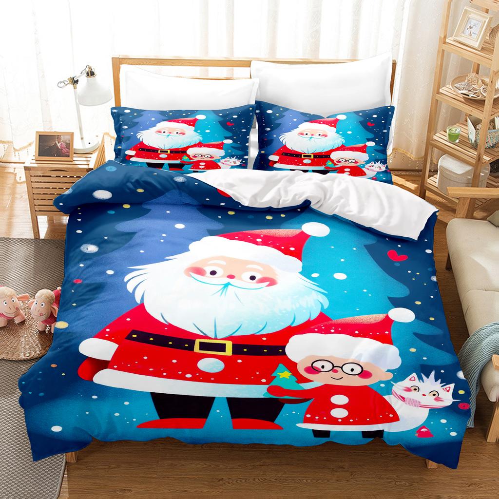 Christmas Bedding Set Duvet Cover Comforte 3D Children'S Cute Printed Cartoon 100% Polyester 3-Piece Set 1 Quilt Cover
