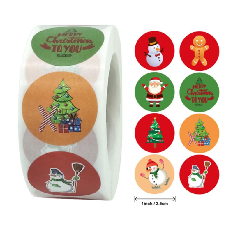 500pcs Round 20 Designs Merry Christmas Thank You Stickers Seal Labels for Envelope Cards Gift Package Scrapbooking Decor