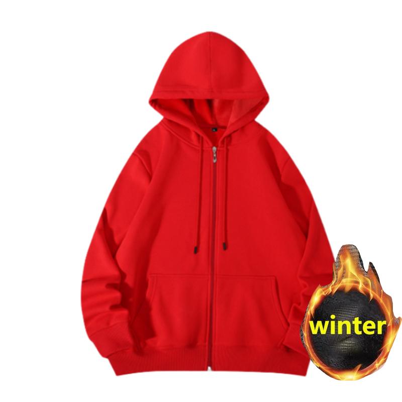 

Толстовка мужская большого размера, весна и зима, новая модная флисовая утолщенная толстовка с капюшоном, однотонная куртка, однотонная спортивная толстовка с капюшоном L красный