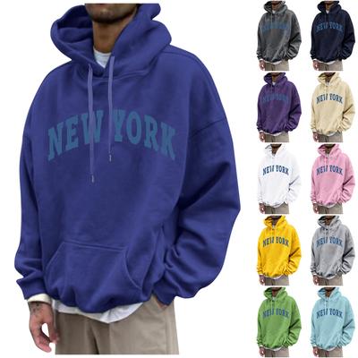 Einfarbige Kapuzenpullover mit Buchstabendruck für Herren, lockere, überschnittene Schultern, lässige Sport-Kapuzenpullover für Herren