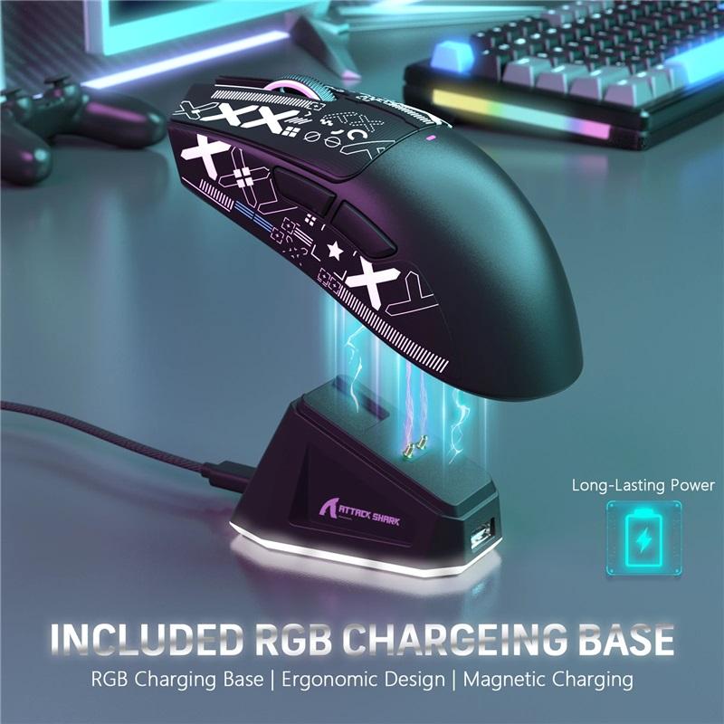 ATTACK SHARK X11 PixArt PAW3311 Mouse Wireless cu Trei Moduri pentru Jucători Stație de Încărcare Senzor de Gaming, Mouse Wireless BT/2.4G
