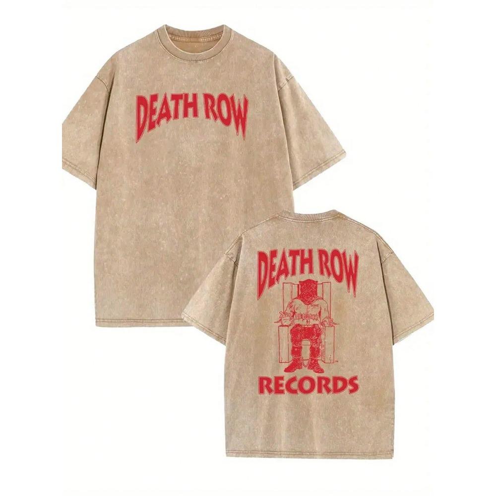 Continuously T-shirt Death Row Records Rood Vintage T-shirt met Korte Mouwen Voor Mannen Vrouwen Street Heren T-shirt Casual Gewassen Katoenen Tops Kleding S