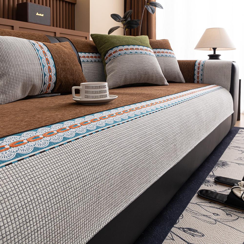 

Chenille Nordic Sofa Cover For Living Room Non-slip Couch Towel Covers Four Seasons L Shaped Corner Sofa Seat Pad Home Decor 90x70cm 1pcs коричневий