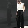 Hot Selling Simple Black Floor-Length Wide-Leg Trousers Commuting Loose High-Waist Draped Suit Pants for Women