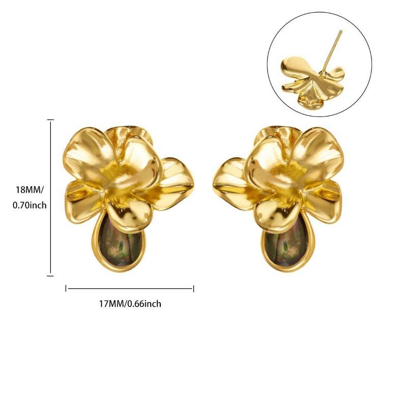 Retro rich flower opal earrings women's niche design sense three-dimensional flower stud earrings light luxury temperament earrings