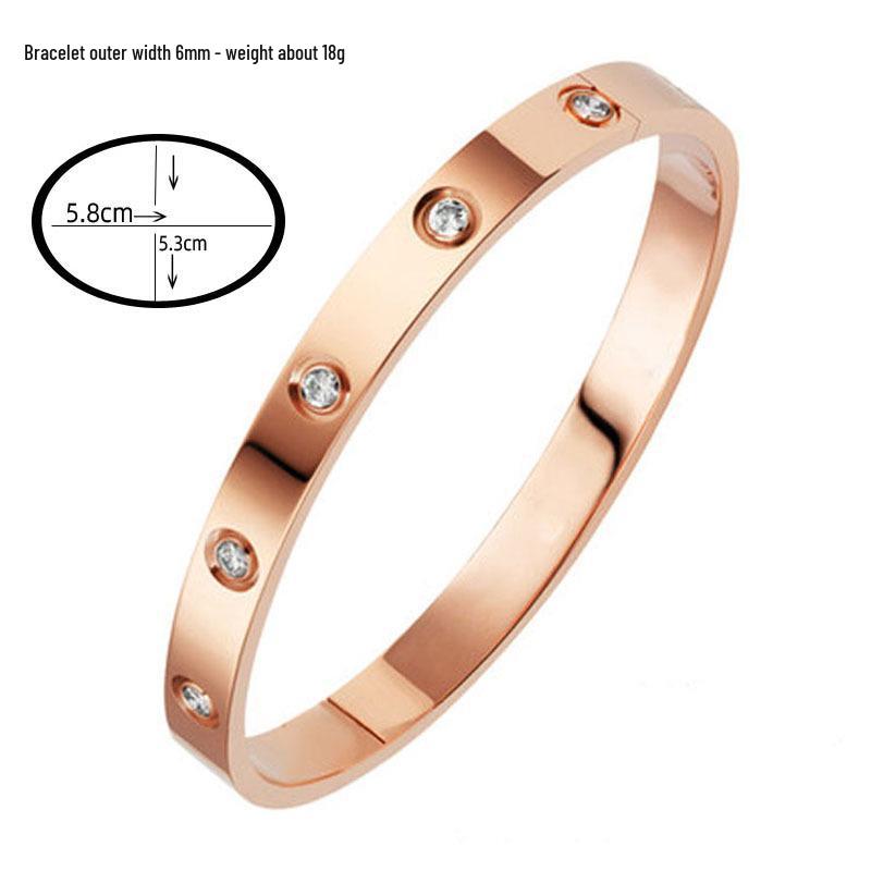 Korean Style Rose Gold Diamond Couple Bracelet – Titanium Steel Women s Accessory