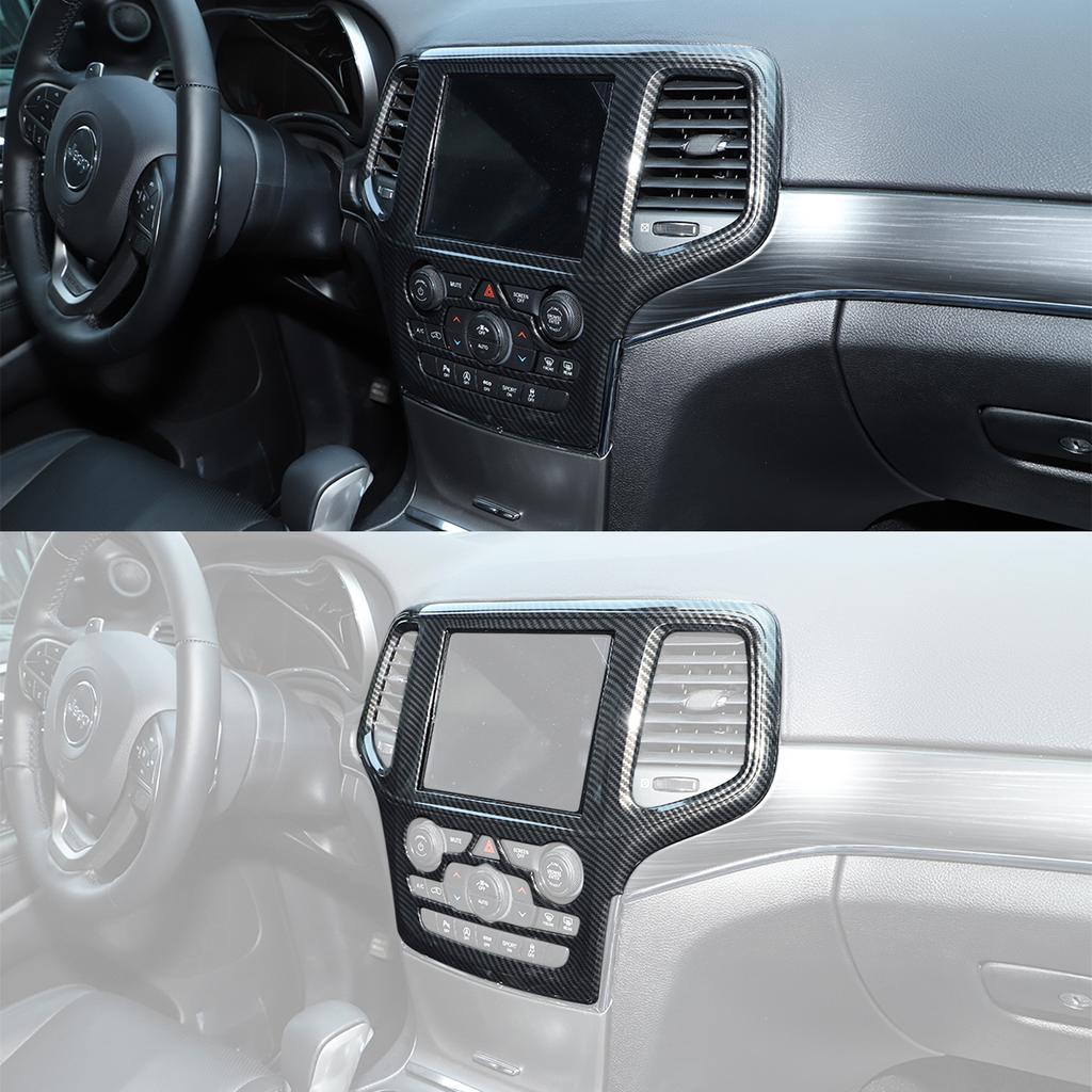 Center Console Navigation Panel Decoration Cover Trim for Jeep Grand Cherokee 2014 2015-2018 Carbon Fiber Interior Accessories