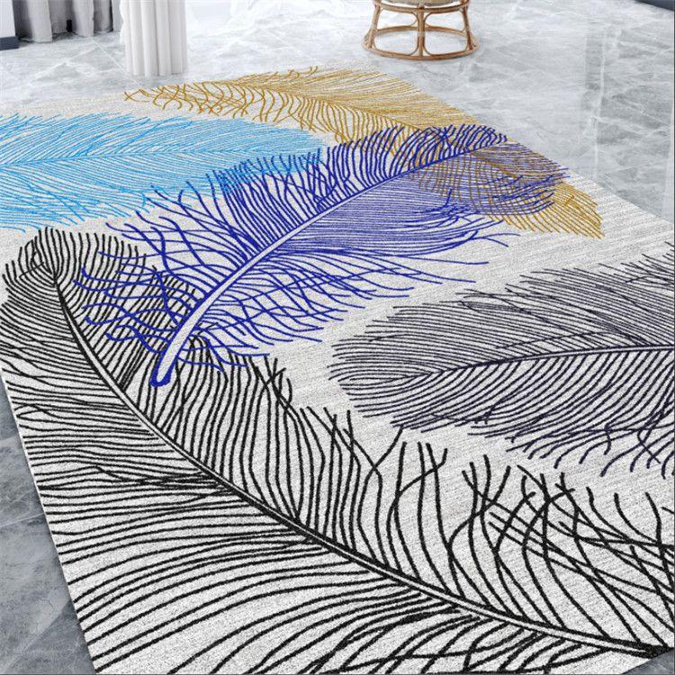 Feather Print Floor Mat Living Room Large Area Anti-Slip Carpet Bedroom Room Bedside Blanket Home Decor