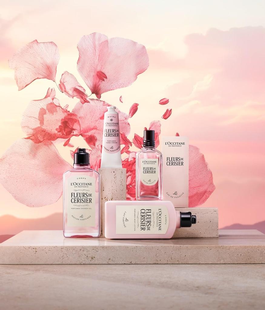 Fleur de Sourisie Sakura Perfumed Body Milk Moisturizing for the Whole Popular for Men and Birthday Gift L'OCCITANE (Cherry Blossom) 250mL, Body,