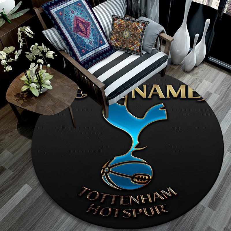 Custom Name,Tottenham Hotspur pattern round rug,Carpet Rug for Living Room Bedroom Playroom ,Non-slip Floor Mat,Holiday Gifts and Birthday Gifts.