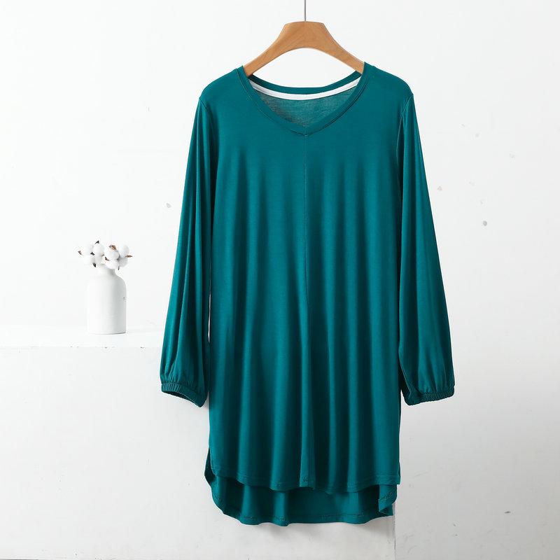 Women's V-Neck Plus Size Loose-Fit Modal T-Shirt - Nine-Sleeve Casual Summer Top