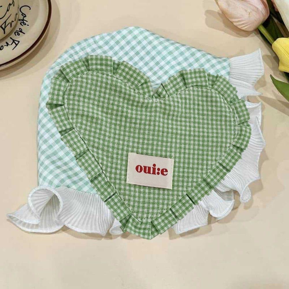 with Pleated Lace Bowl Mats INS Insulation Pad Mat Heart-shaped Plaid Meal Mat  Kitchen