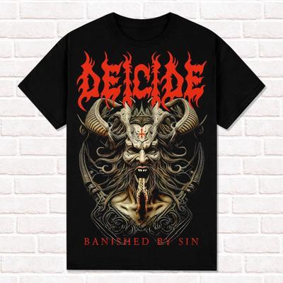 Tričko Deicide Banished By Sin 2024 Florida Death Metal Brutální Styl Trička Top Unisex Bavlna Krátký Rukáv High Street