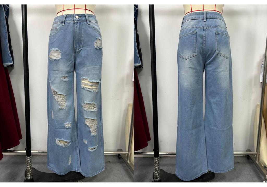 2026 European Trend Ripped Straight-Leg Denim Jeans for Women