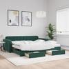 VidaXL Daybed and Trundle and Drawers Dark Green 100x200 Cm Velvet 3197010
