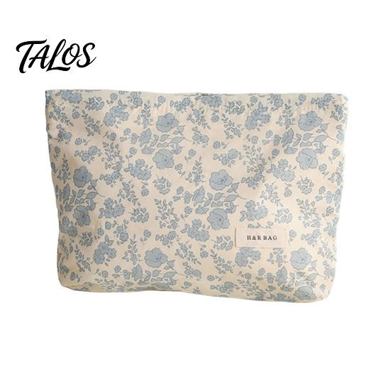Daily Skincare Organizer Floral Cotton Makeup Bag, Large Capacity Travel Toiletry Bag with Multi Girlfriend Gift Compartments, Cute Cosmetic