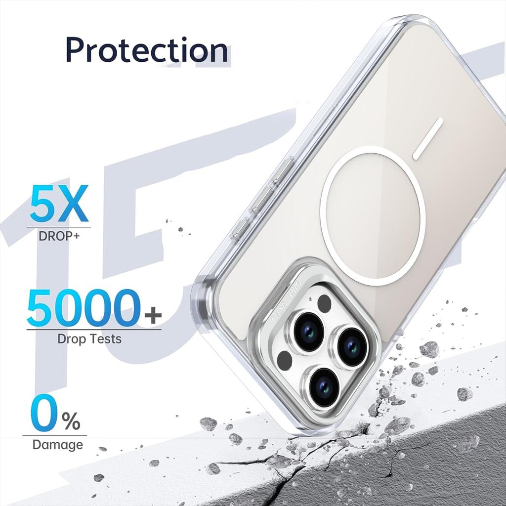 Für iPhone 16 Pro Hülle Kompatibel mit MagSafe TPU+Acryl Farbverlauf Handyhülle mit Ständer