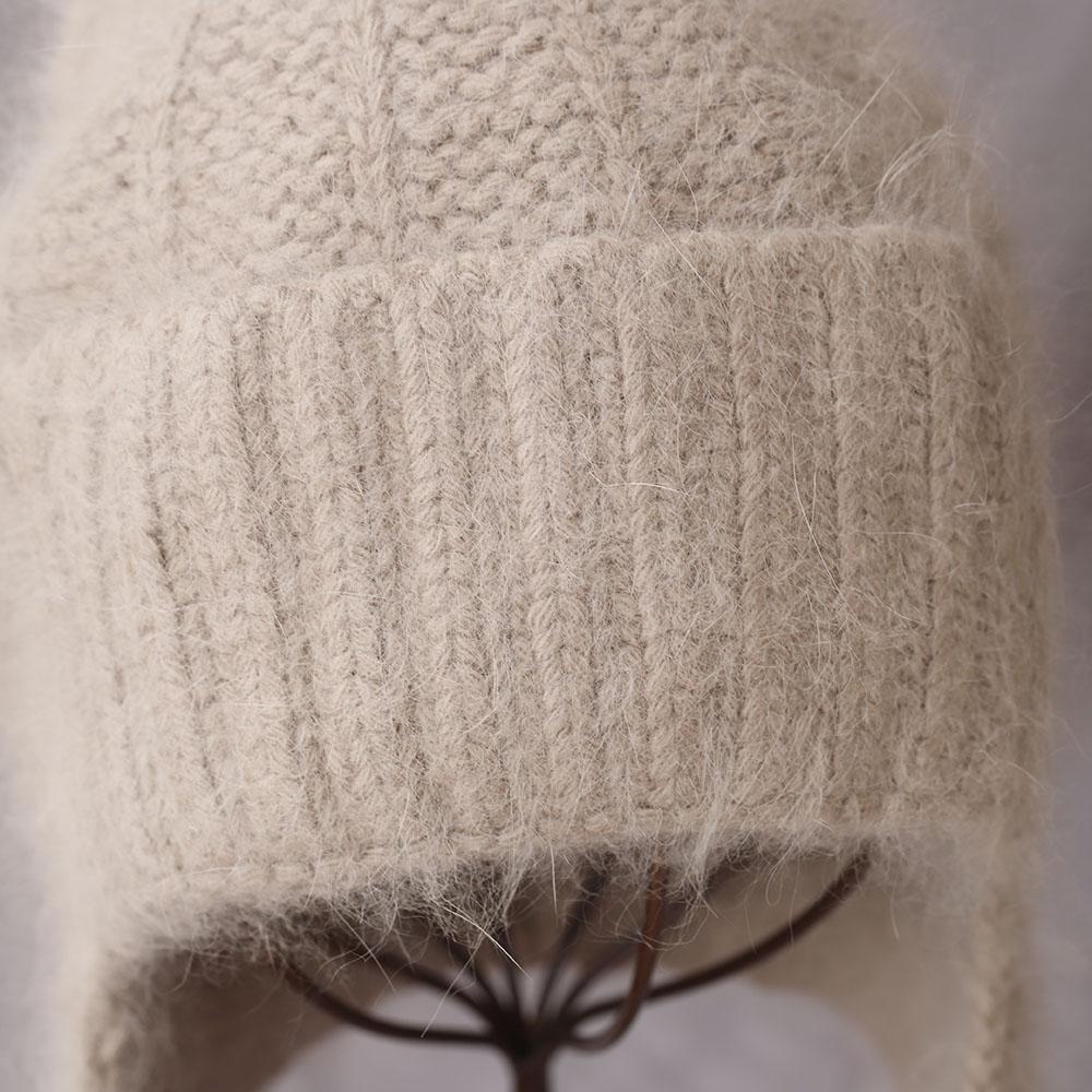 Fashion Women Winter Rabbit Fur Warm Hat Fur Ear Flap Cap Angora Knitted Hat Skullies Beanies Female Bonnet Woman Knit Cap
